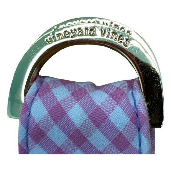 Vineyard Vines Gingham Check Canvas Belt Pink Blue Green Cotton D Rings Whale S - Picture 4 of 9